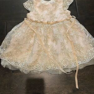 Rare Editions Cream Sequin Tiered Sundress